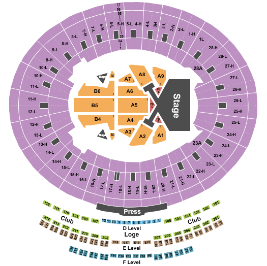 Rose Bowl Stadium - Pasadena Taylor Swift Seating Chart