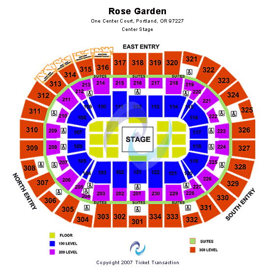 Moda Center at the Rose Quarter Center Stage Seating Chart