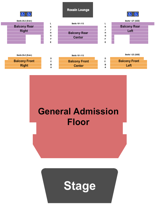 Roxian Theatre End Stage GA Floor Seating Chart