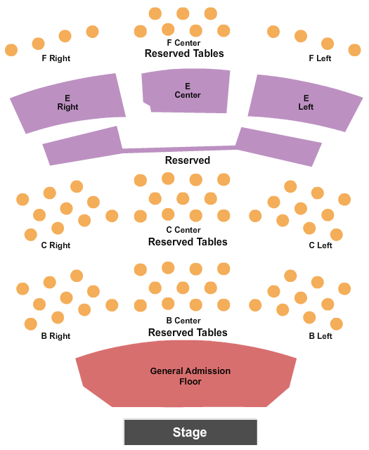 Royal Oak Music Theatre Endstage Tables 2 Seating Chart