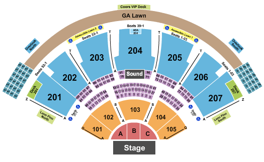 Ruoff Music Center Endstage ABC & 101-105 Seating Chart