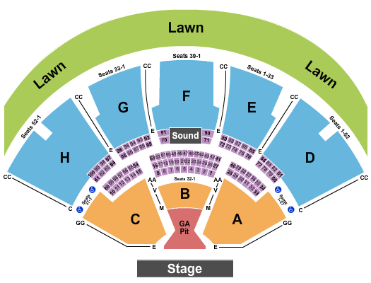 seating chart for Ruoff Music Center End Stage GA Pit (To Row M) - eventticketscenter.com