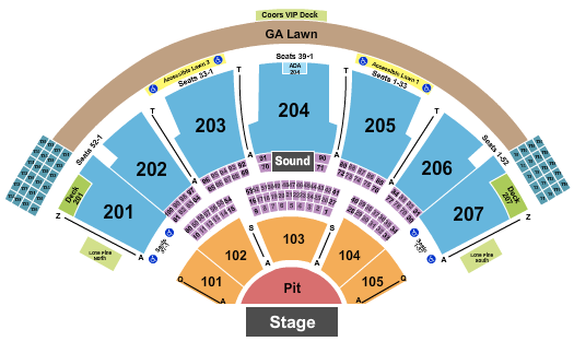 Ruoff Music Center Endstage GA Pit 101-105 Seating Chart