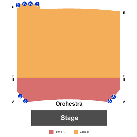 Ruth N Halls Theatre End Stage - Zone Seating Chart