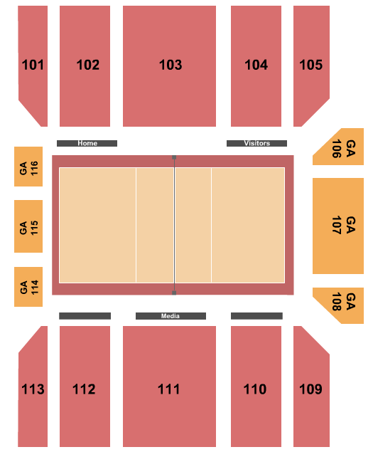 Ryan Center & DJ Sokol Arena Volleyball Seating Chart