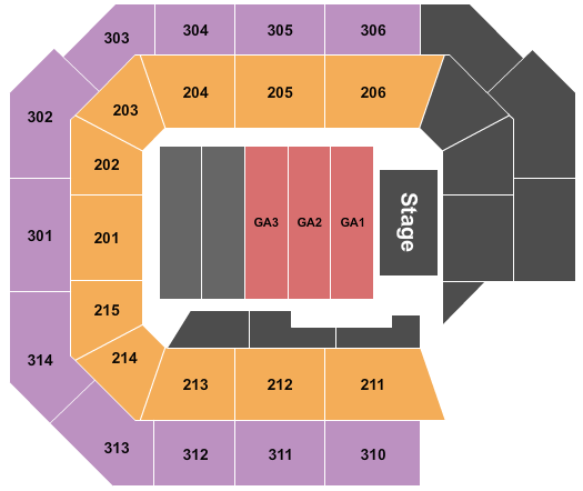 Ryan Center Endstage GA Floor Tiered 2 Seating Chart
