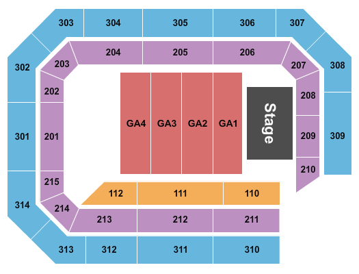 Ryan Center Endstage GA Floor Tiered Seating Chart
