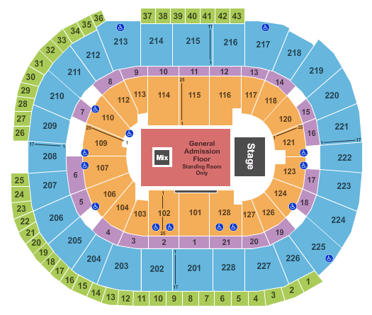SAP Center End Stage Ga Floor Seating Chart
