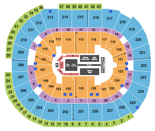 SAP Center Gold Over America Seating Chart