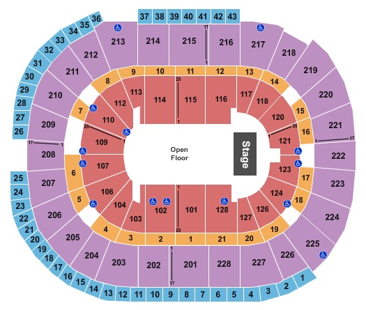 SAP Center Open Floor with Stage Seating Chart
