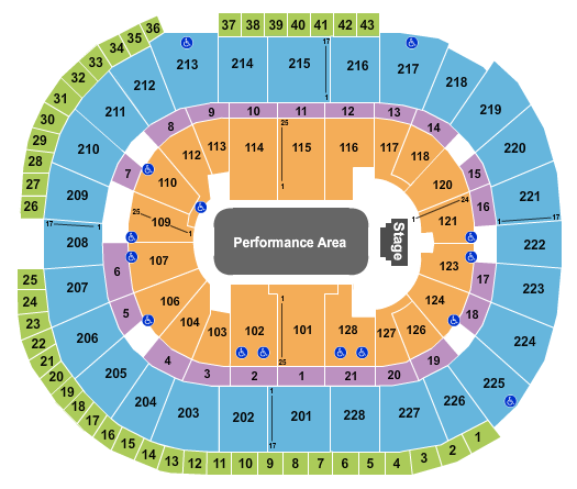 SAP Center Performance Area Seating Chart