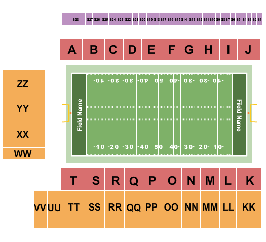SMS Equipment Stadium at Shell Place Football Seating Chart
