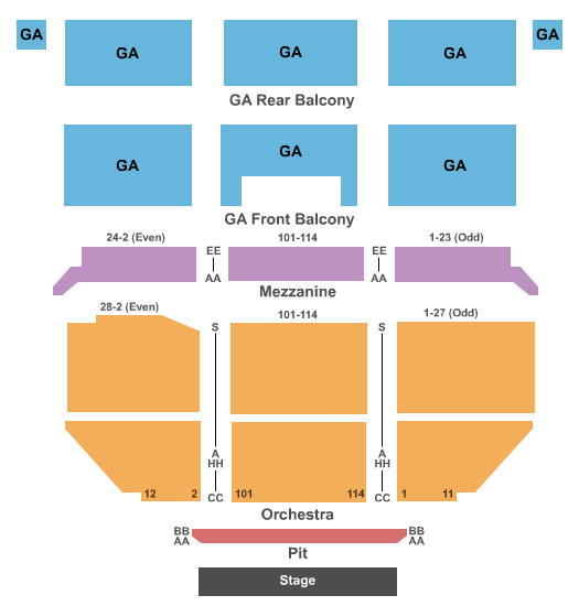 Saban Theatre Endstage GA Balcony Seating Chart