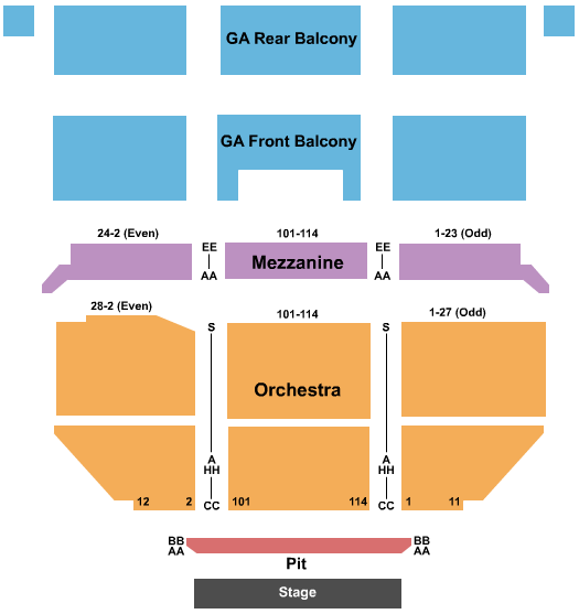 Saban Theatre (Formerly Wilshire Theatre) Seating Chart