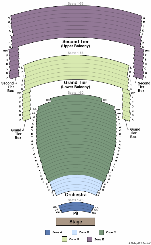 Sacramento Community Center Theater End Stage Zone Seating Chart