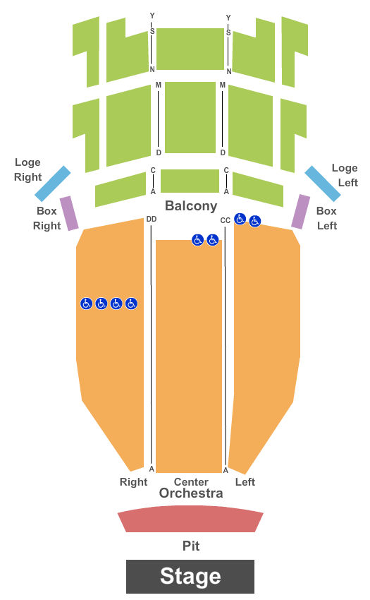 Saenger Theatre - FL Endstage Pit Seating Chart