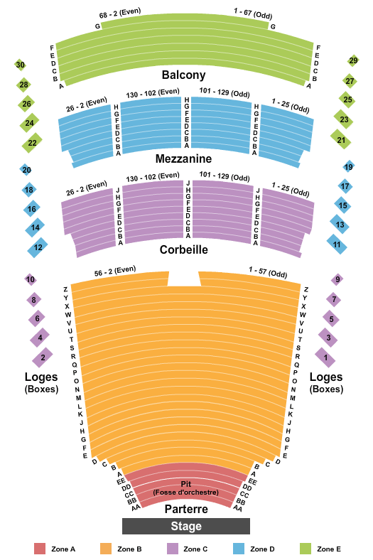 Salle Wilfrid-Pelletier At Place Des Arts End Stage - IntZone Seating Chart