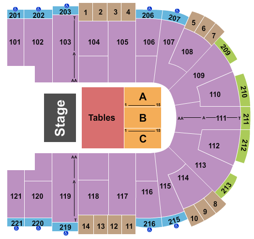 Sames Auto Arena Endstage Tables Seating Chart
