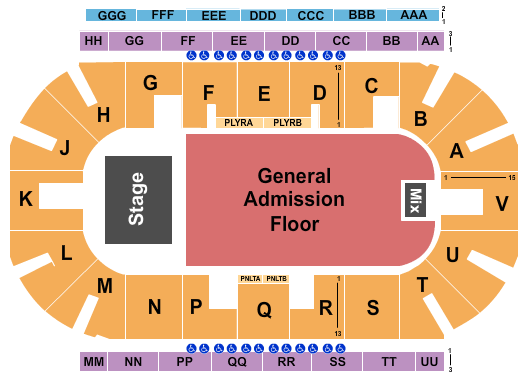 Sandman Centre Endstage GA Floor Seating Chart