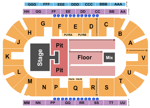 Sandman Centre Rascal Flats Seating Chart