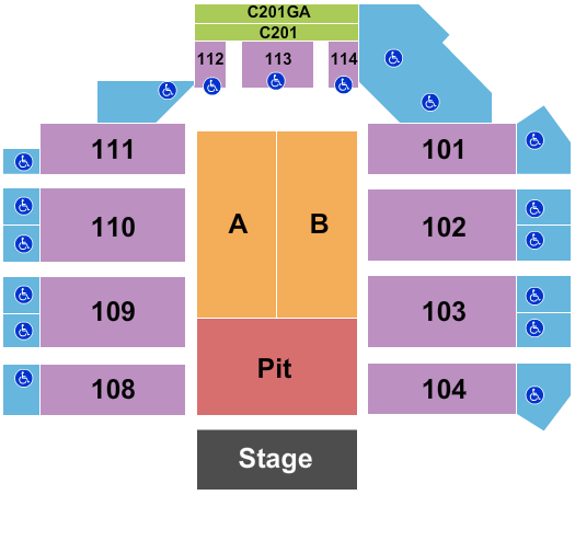 Sanford Pentagon End Stage GA Pit Seating Chart