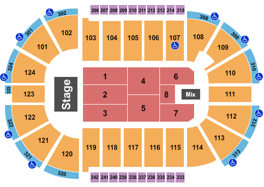 Santander Arena Endstage 1-8 Seating Chart