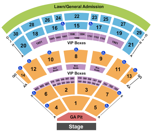 Saratoga Performing Arts Center Endstage GA Pit Seating Chart