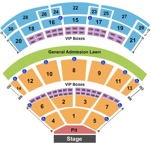 Saratoga Performing Arts Center End Stage Pit Seating Chart