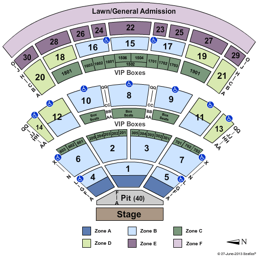 Saratoga Performing Arts Center Farm Aid - Zone Seating Chart