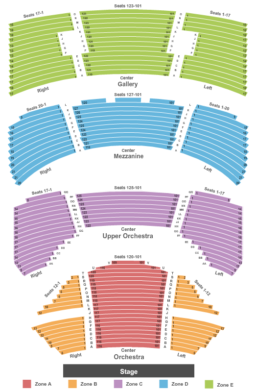Sarofim Hall - Hobby Center End Stage - Interactive Zone Seating Chart