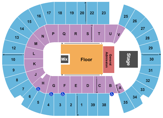 SaskTel Centre Endstage GA Pit Floor Seating Chart
