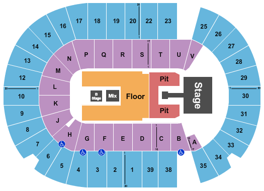 SaskTel Centre Endstage GA Pit w/ Catwalk Seating Chart