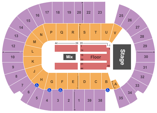 SaskTel Centre End Stage Seating Chart