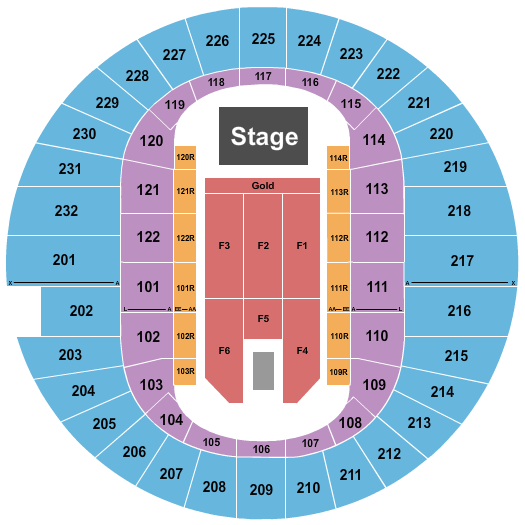 Scope Arena Endstage Gold Front 3 Seating Chart