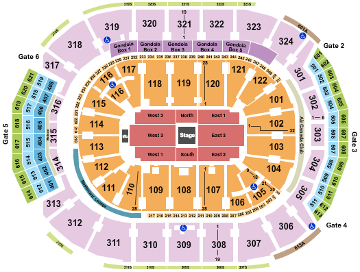 Scotiabank Arena Center Stage East/West Seating Chart