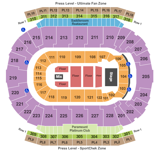 seating chart for Scotiabank Saddledome - End Stage - eventticketscenter.com