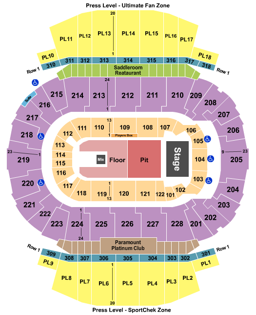 Scotiabank Saddledome City and Colour Seating Chart