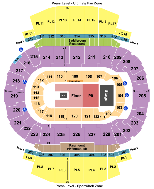 Scotiabank Saddledome GA Pit & RSV Floor Seating Chart