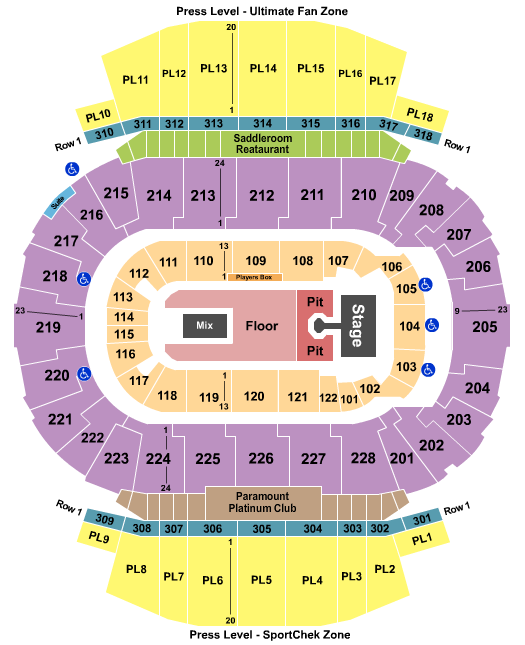 seating chart for Scotiabank Saddledome - Nickelback 2 - eventticketscenter.com