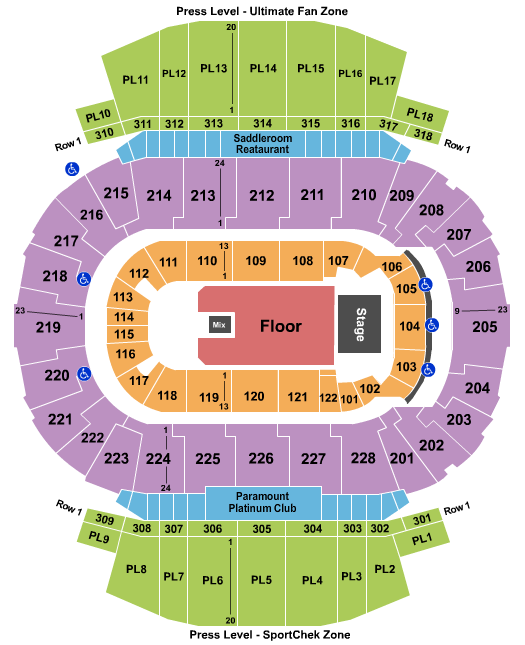 seating chart for Scotiabank Saddledome - Snoop Dog - eventticketscenter.com