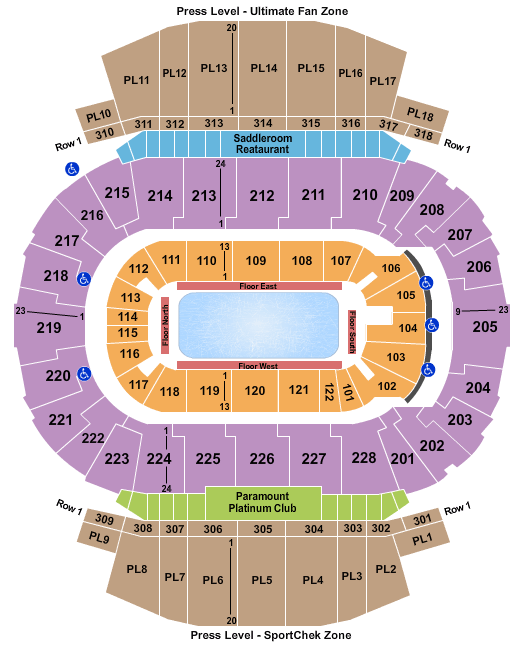 seating chart for Scotiabank Saddledome - Stars On Ice - eventticketscenter.com