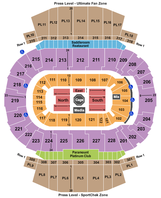 Scotiabank Saddledome UFC Fight Night Seating Chart
