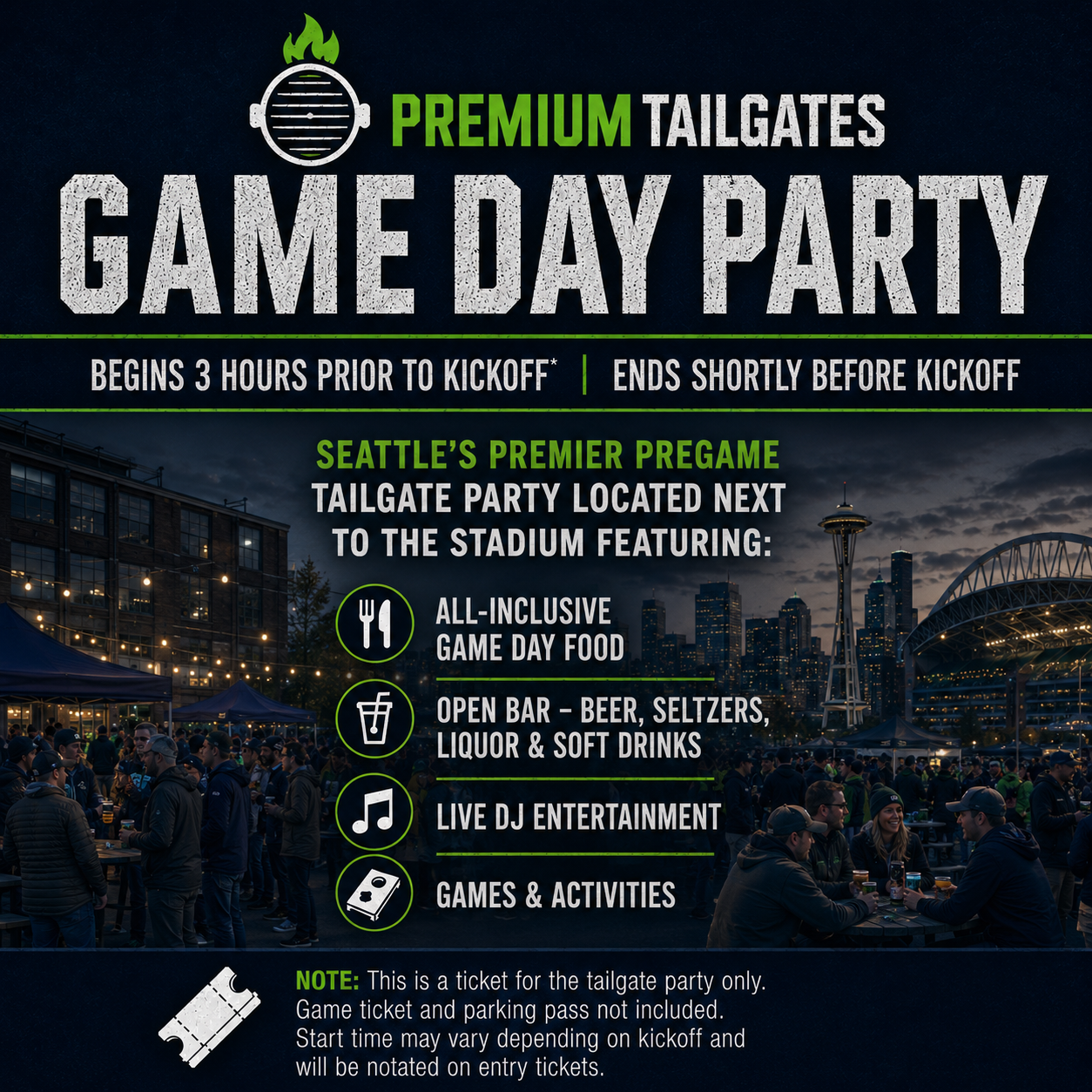 Premium Tailgate Party: Seattle Seahawks vs. Kansas City Chiefs