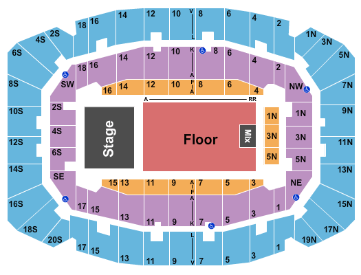 Selland Arena at Fresno Convention Center Endstage Floor Seating Chart