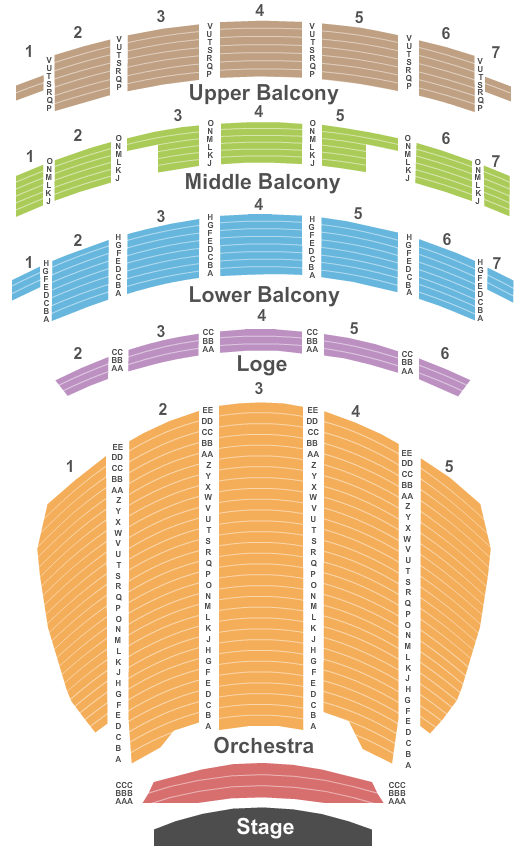 seating chart for Sheas Performing Arts Center - Endstage - Pit - eventticketscenter.com