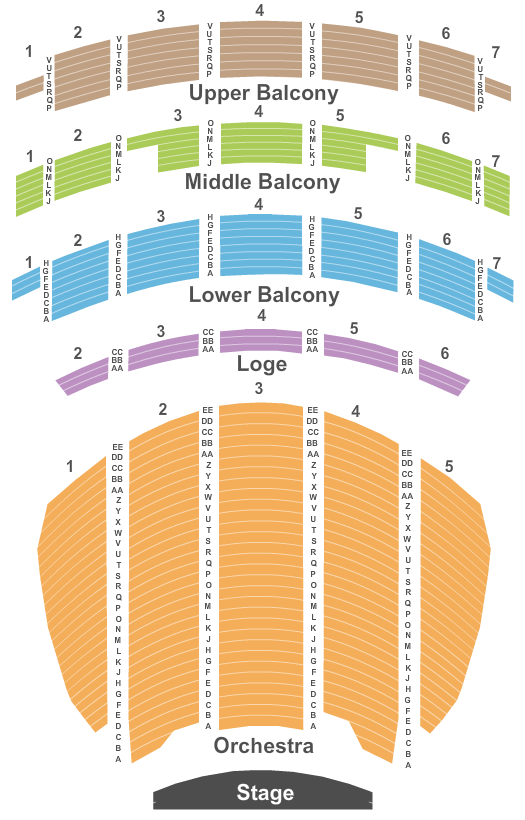 Sheas Performing Arts Center Standard Seating Chart