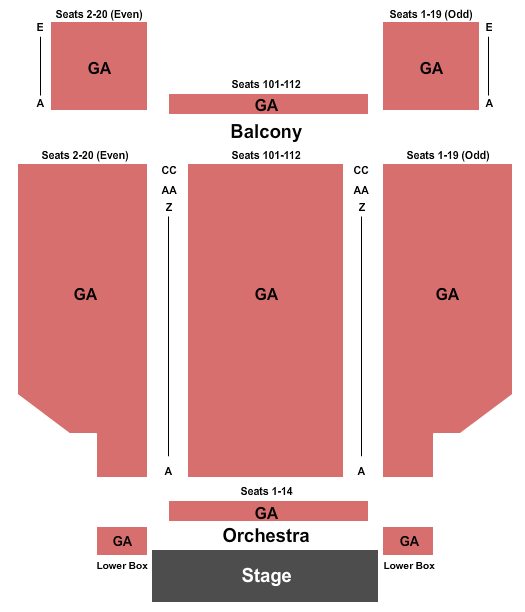 Sherman Theater General Admission Seating Chart