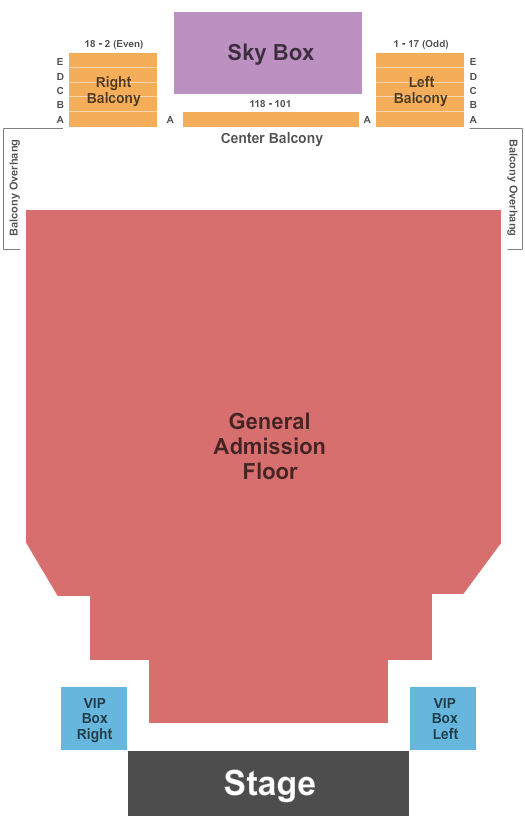 Sherman Theater Endstage - GA Floor Resv Balc Seating Chart