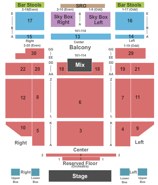 Sherman Theater Endstage Reserved Seating Chart