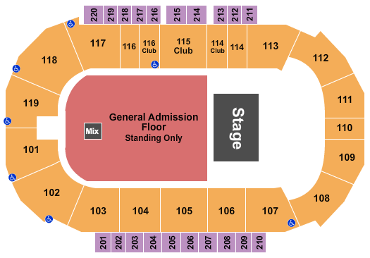Showare Center Endstage GA Floor Seating Chart